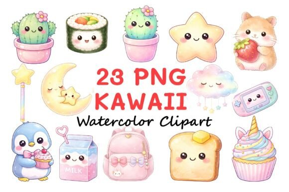 Download Cute Kawaii Clipart PNG Bundle - Kawaii clipart Collection