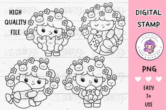 Download Digi Stamps Girl Easter Kawaii Clipart - Kawaii clipart Collection