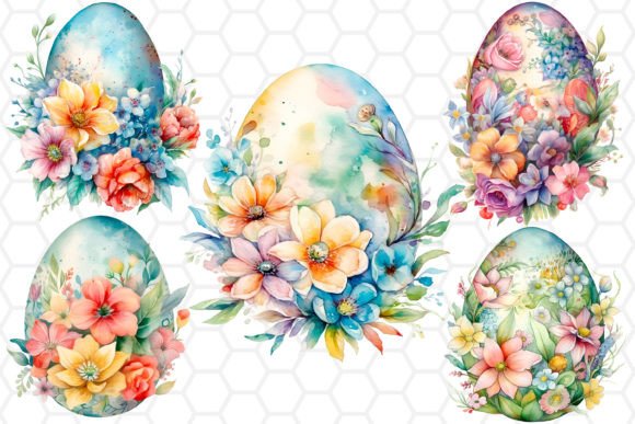 Download Watercolor Floral Easter Eggs Cliparts - Easter eggs clipart Collection
