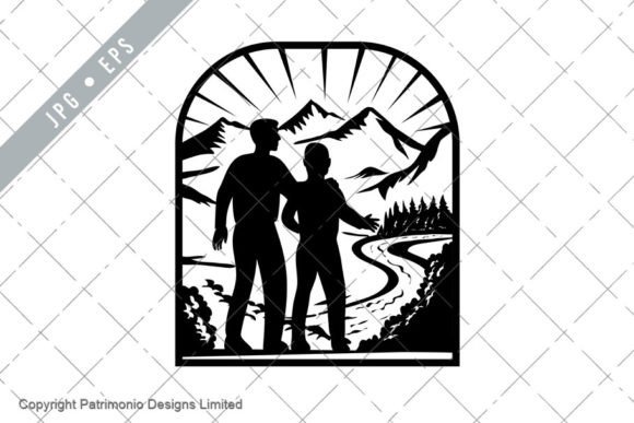 Download Father and Son to Start Journey Woodcut - Premium Resources